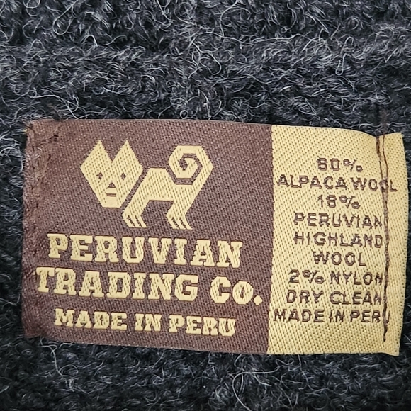 Peruvian Trading Co. Poncho Women's One Size Gray Alpaca Wool Aztec Fringe - Picture 2 of 12